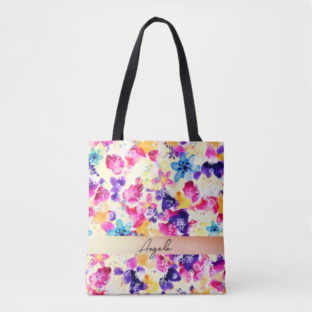 Bolsa Tote Prado de Flores Silvestres Florais Rústicas (Frente)
