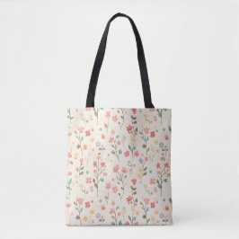 Bolsa Tote Prado de Flores Silvestres Pastel Caprichoso
