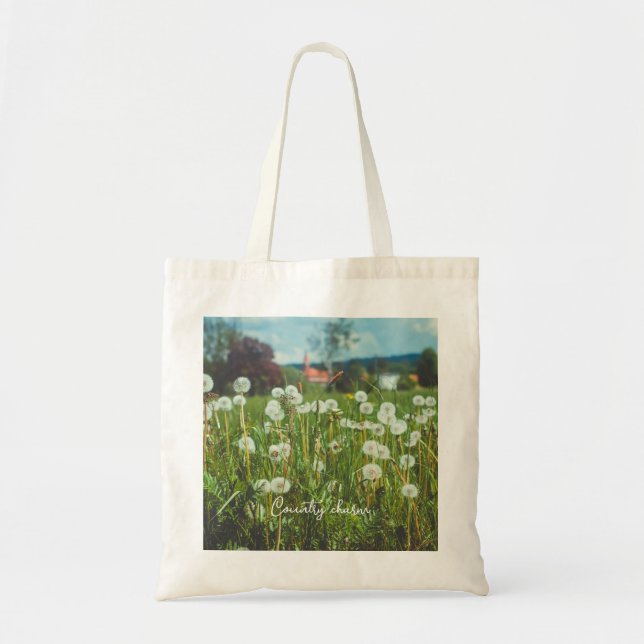 Bolsa Tote Prado de verão com dandeliões (Frente)