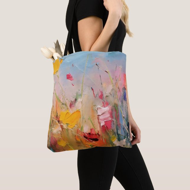 Bolsa Tote Prado de Verão – Flores Selvagens Abstratas Expres (Close Up)