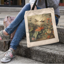 Bolsa Tote Prado Floral Encantado do Beija-flor Arte Floral
