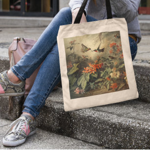 Bolsa Tote Prado Floral Encantado do Beija-flor Arte Floral