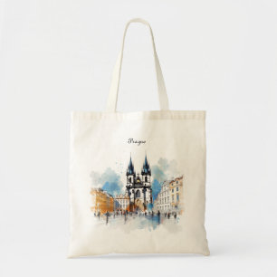 Bolsa Tote Praga Antiga, aquarela