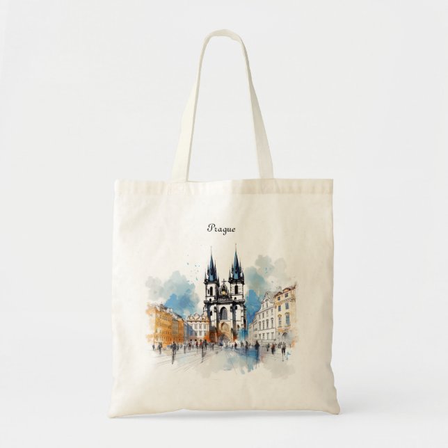 Bolsa Tote Praga Antiga, aquarela (Frente)