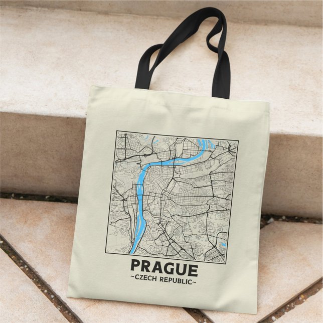 Bolsa Tote Prague, Czech Republic City Map Tote Bag (Criador carregado)