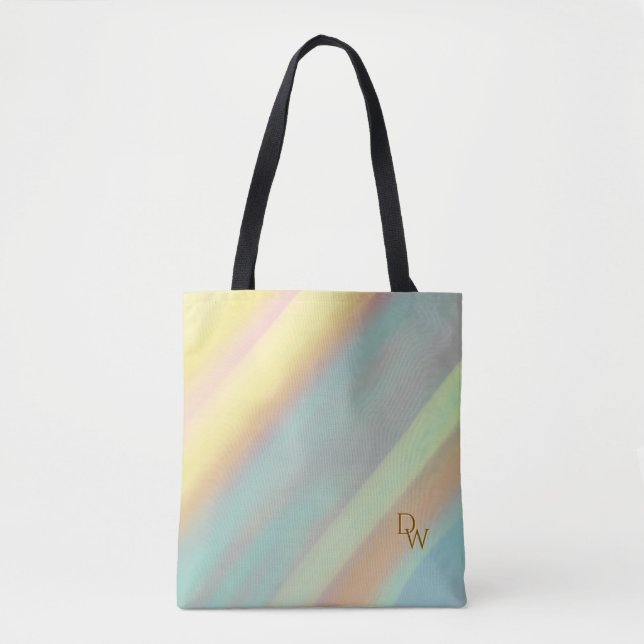 Bolsa Tote Praia Azul Verde Costeira Inicial  (Frente)