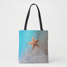 Bolsa Tote Praia bonita do oceano do verão cénico com estrela