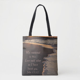 Bolsa Tote Praia casal Andando No Sunrise John 15 12
