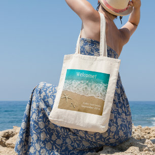 Bolsa Tote Praia com a estrela do mar na areia