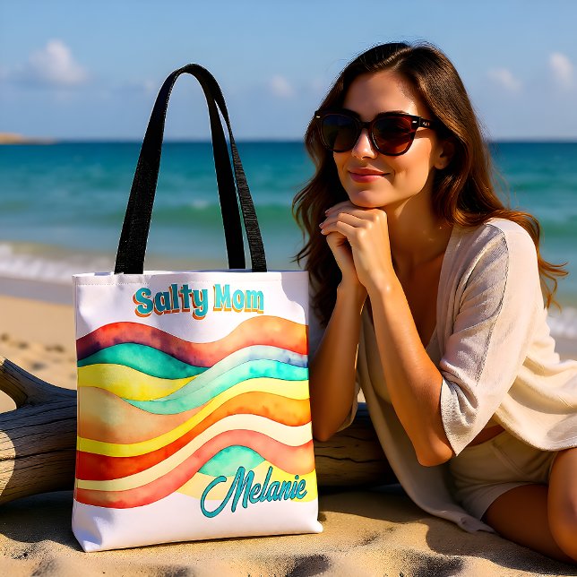 Bolsa Tote Praia da Mãe Salgada Estilo de Verão (Criador carregado)