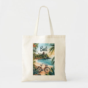 Bolsa Tote Praia de Bali com Bicicleta - Viagem Tropical