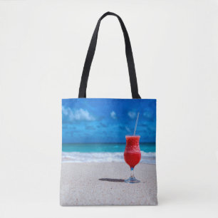 Bolsa Tote Praia do Caribe Tropical de Punch de Strawberry Da