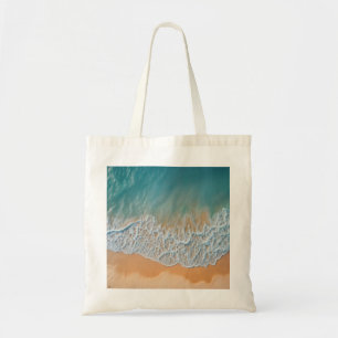 Bolsa Tote Praia do Oceano Vista Aérea Ondas do Mar Turquesa