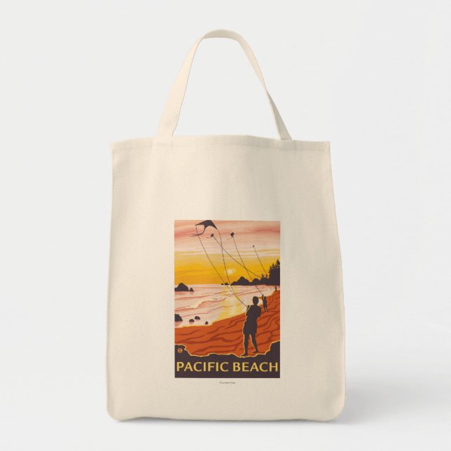 Bolsa Tote Praia e pipas - Praia do Pacífico, Washington (Frente)