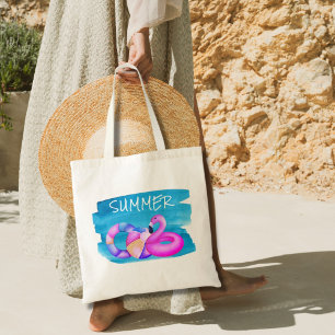 Bolsa Tote Praia Flamingo Rosa