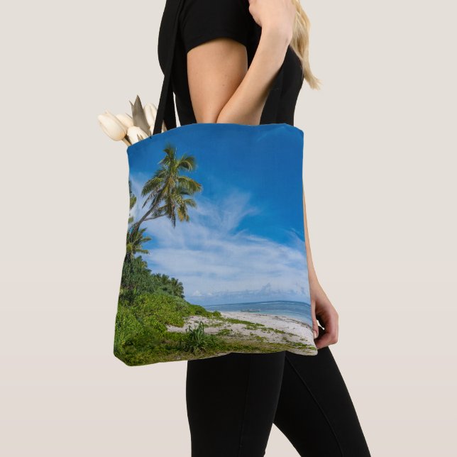 Bolsa Tote Praia Kolovai com Palmeiras (Close Up)
