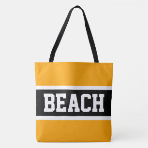 Bolsa Tote PRAIA Listras Amarelo Laranja Preto Branco