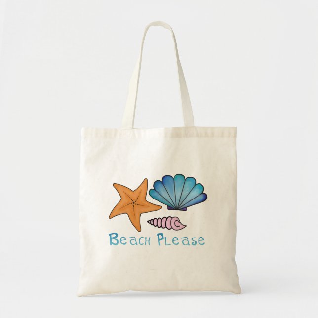 Bolsa Tote Praia por favor com conchas (Frente)