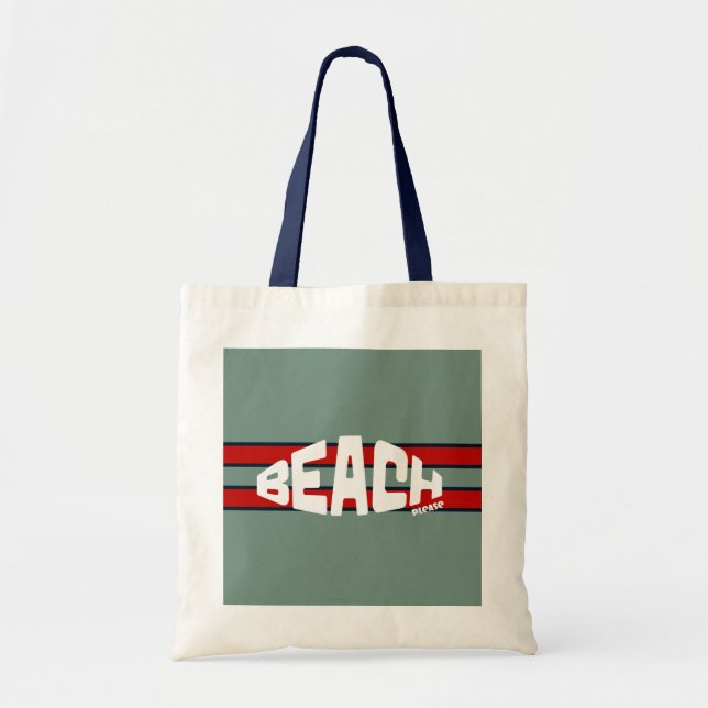 Bolsa Tote Praia, por favor, Dusty Blue e Red (Frente)