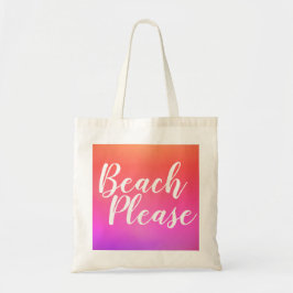 Bolsa Tote Praia, por favor, Orange Hot Pink Ombre Beach