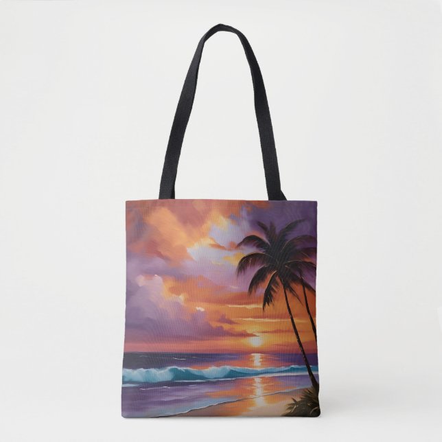 Bolsa Tote Praia Tropical dos Sonhos Sunset (Frente)