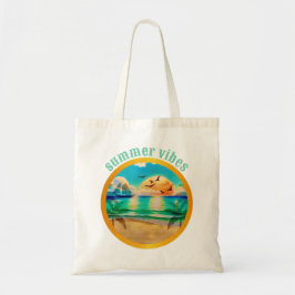 Bolsa Tote Praia Tropical Moderna Palmeiras Pôr do Sol Férias