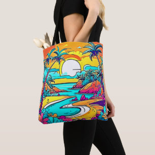Bolsa Tote Praia Tropical Sunset Vibrante