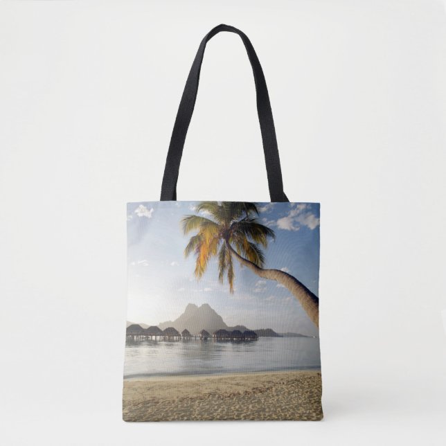 Bolsa Tote Praias Tropicais | Beach Huts, Bora Bora (Frente)