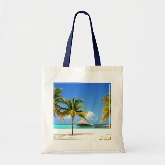 Bolsa Tote Praias Tropicais | Ilha e laguna, Maldivas (Frente)