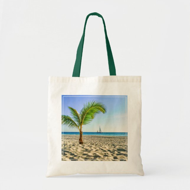 Bolsa Tote Praias Tropicais | Maré, Palm Tree, Aruba (Frente)
