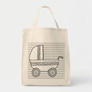Bolsa Tote Pram. branco e cinzento do bebê