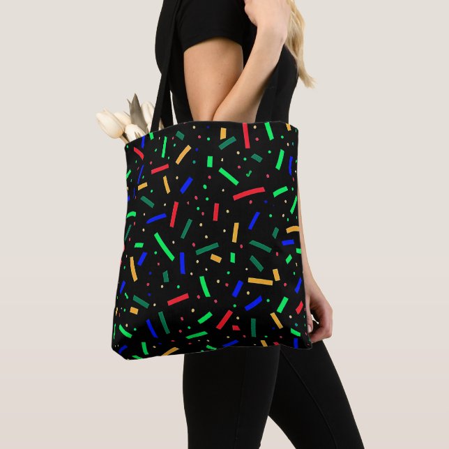 Bolsa Tote Prasmas verdes azuis pretos (Close Up)