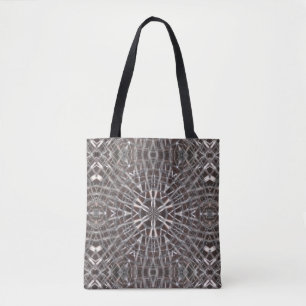 Bolsa Tote Prata Metálica de Malha Metálica