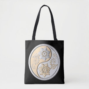 Bolsa Tote Prata & Ouro Yin Yang
