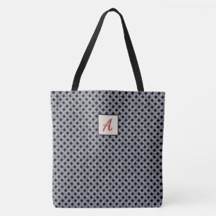 Bolsa Tote Prata tecida gráfica em monograma de cores persona