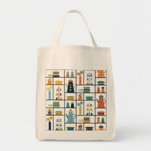 Bolsa Tote Prateleiras modernas de Na moda retrô de meio sécu
