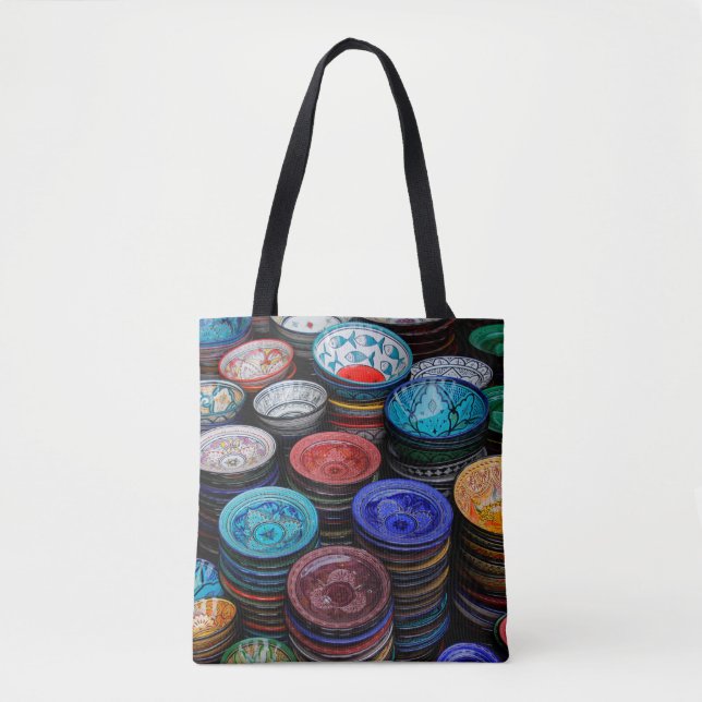 Bolsa Tote Pratos Marroquinos No Mercado (Frente)