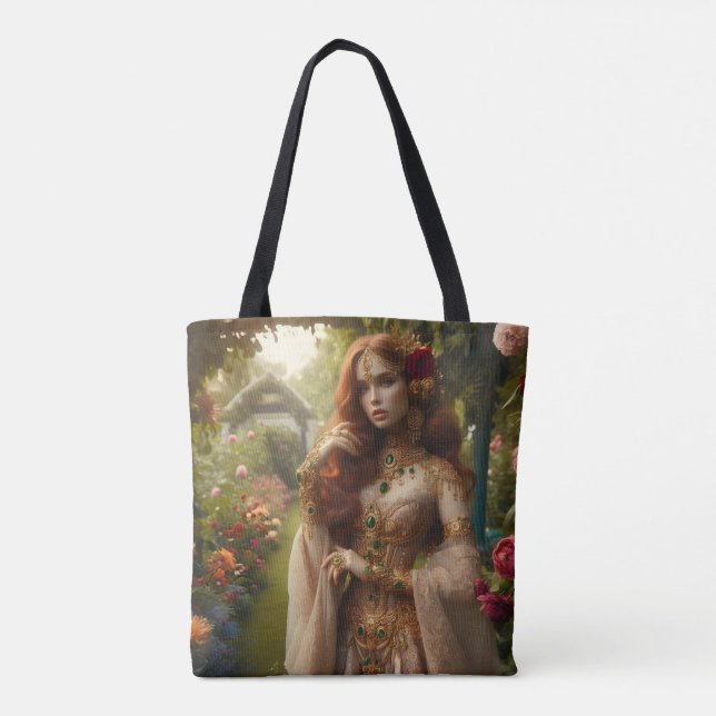 Bolsa Tote Pre-Raphaelite Gilded Woman 2 in Garden (Verso)