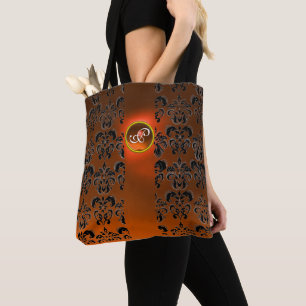 BOLSA TOTE PRECIOSA MONOGRAMA DE PEDRA PRECIOSA FLORAL DAMASC