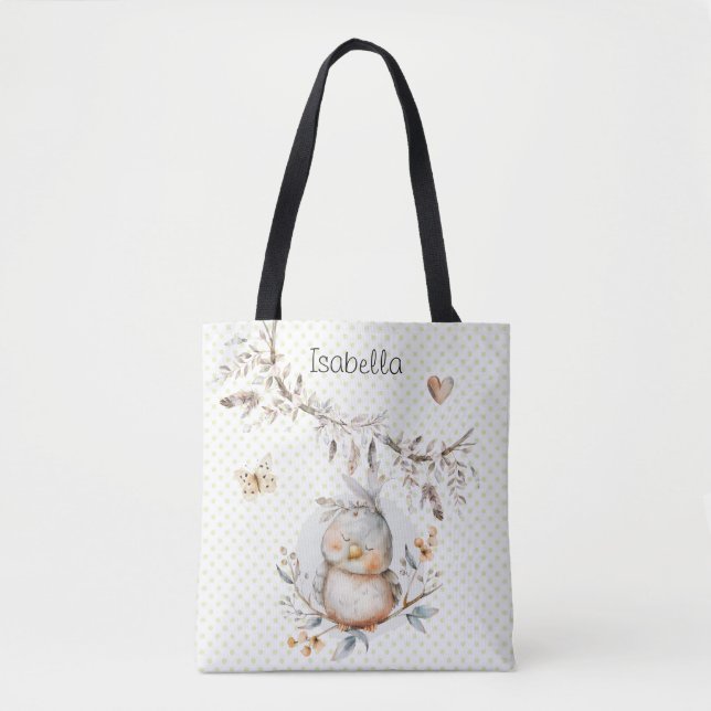 Bolsa Tote Precioso Baby Bird Watercolor (Frente)