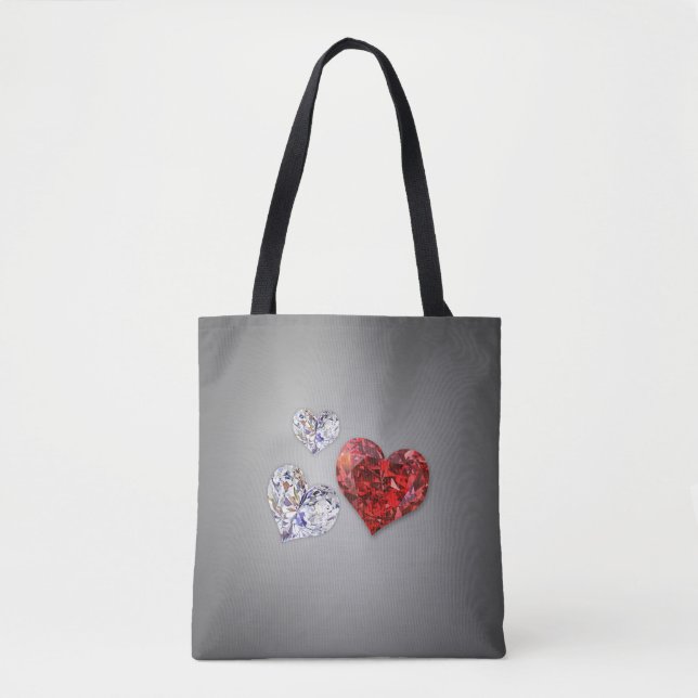 Bolsa Tote Precioso Elegante Diamond Hearts (Frente)