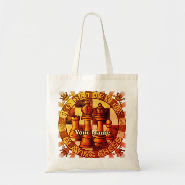 Bolsa Tote Prefiro Jogar Xadrez (Frente)