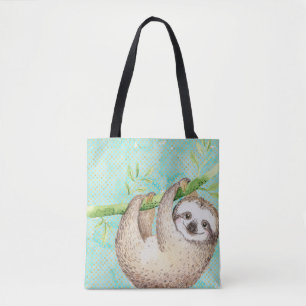Bolsa Tote Preguiça Feliz em Aquarela