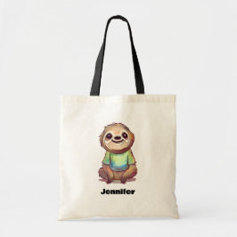 Bolsa Tote Preguiça Feliz Sorridente Sentada Relaxada