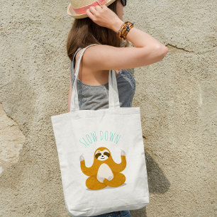 Bolsa Tote Preguiça na Pose de Yoga Lótus "Desacelere"