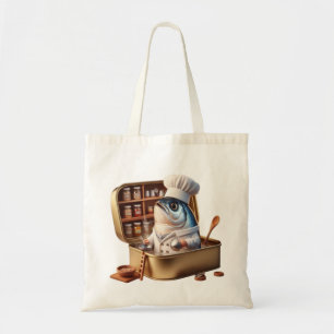Bolsa Tote Preguiçoso Chef Sardinha Cozinhando Dentro de Lata