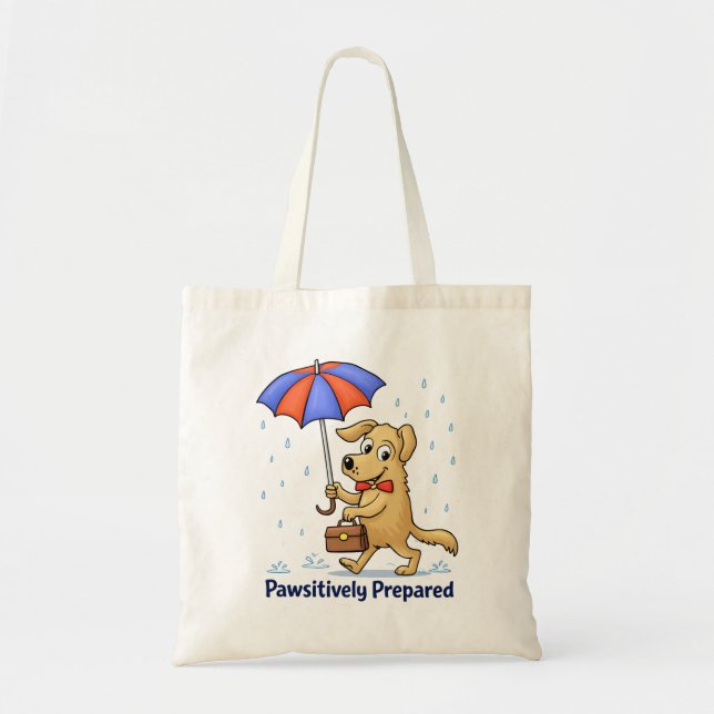 Bolsa Tote Preparado com Patinhas – Cachorro Fofo com Guarda- (Frente)