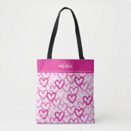Bolsa Tote Preppy Hearts Pink