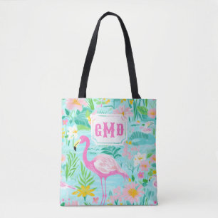 Bolsa Tote Preppy Summer Flamingo Monograma