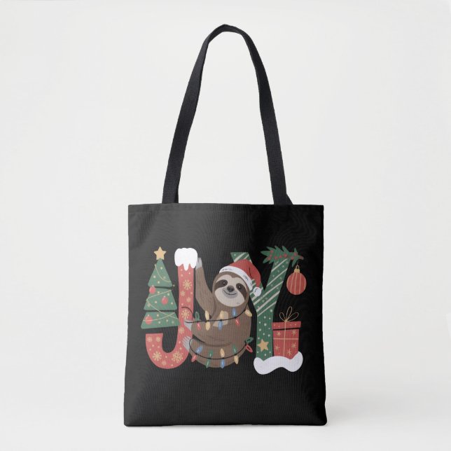 Bolsa Tote Presente Árvore de Natal Sloth Férias Alegria Dive (Frente)